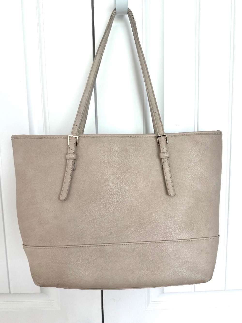 Urban Expressions Robi Classic Work Tote Beige Vegan Faux Leather Handbag